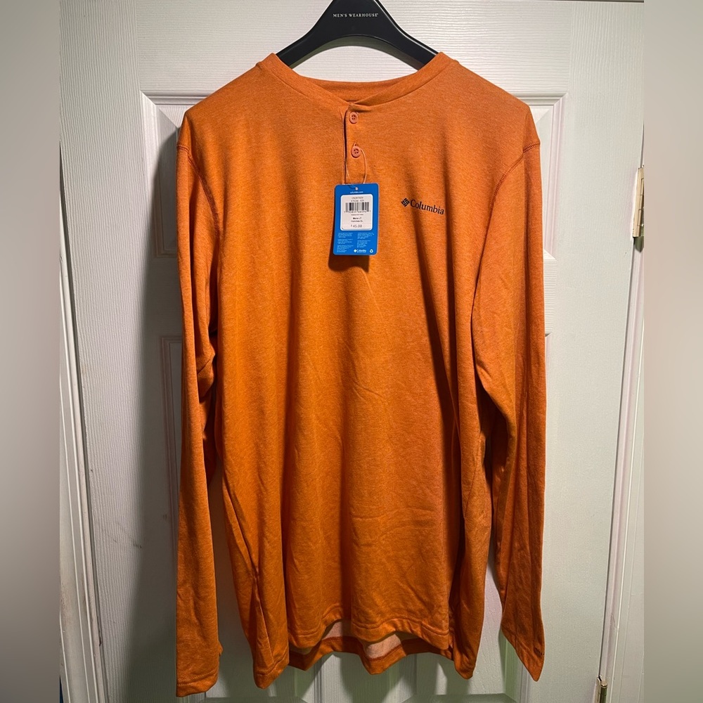 Columbia Omni-wick Henley long sleeve orange brand new w/tag-Size Large TALL